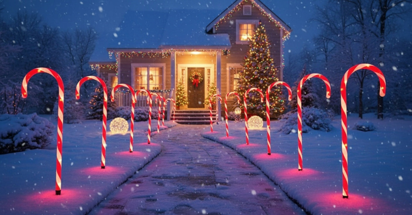 Kalėdinės LED lemputės "Saldainio lazdelės" 6 vnt. Sodo girlianda, papuošalas, dekoracija