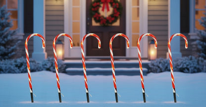 Kalėdinės LED lemputės "Saldainio lazdelės" 6 vnt. Sodo girlianda, papuošalas, dekoracija