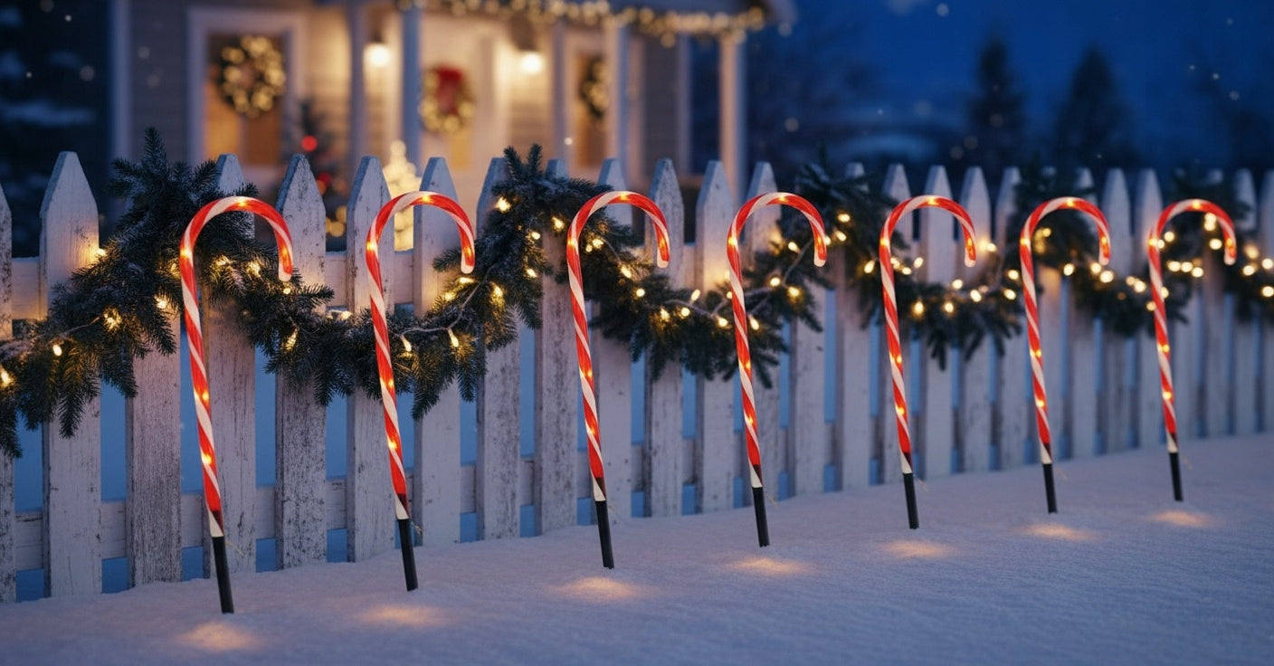 Kalėdinės LED lemputės "Saldainio lazdelės" 6 vnt. Sodo girlianda, papuošalas, dekoracija
