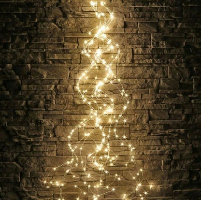 Kalėdinės lemputės "Angelų Plaukai" ant eglutės, 200 LED, 2m, vielučių užuolaida, šiltai baltos