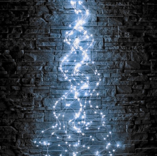 Kalėdinės eglutės lemputės "Angelų plaukai", 200 LED, 2m, baltos šaltos, laidelių užuolaida