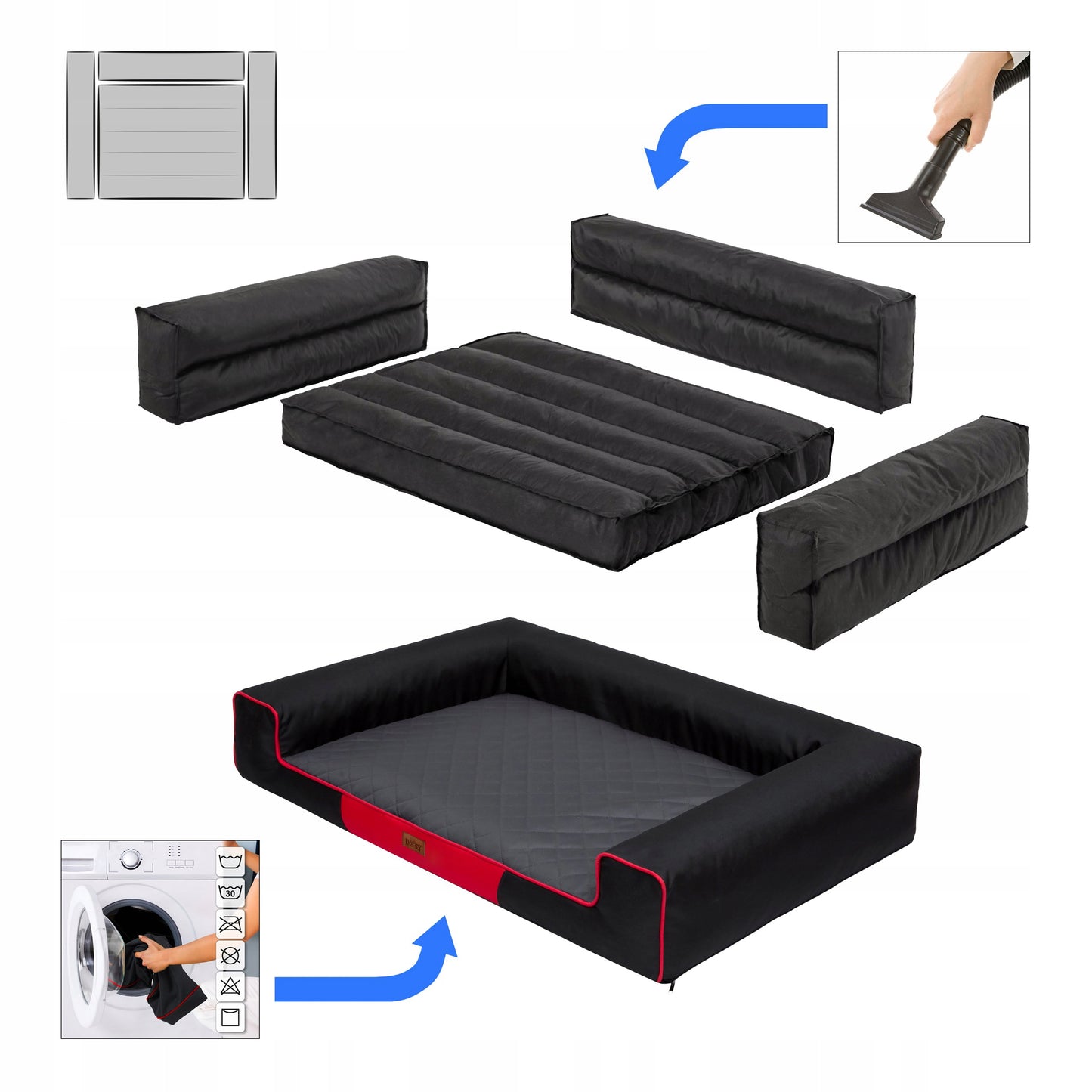 Šuns lova, Sofa Vandeniui atspari Nuimamas užvalkalas XL 100x65 cm