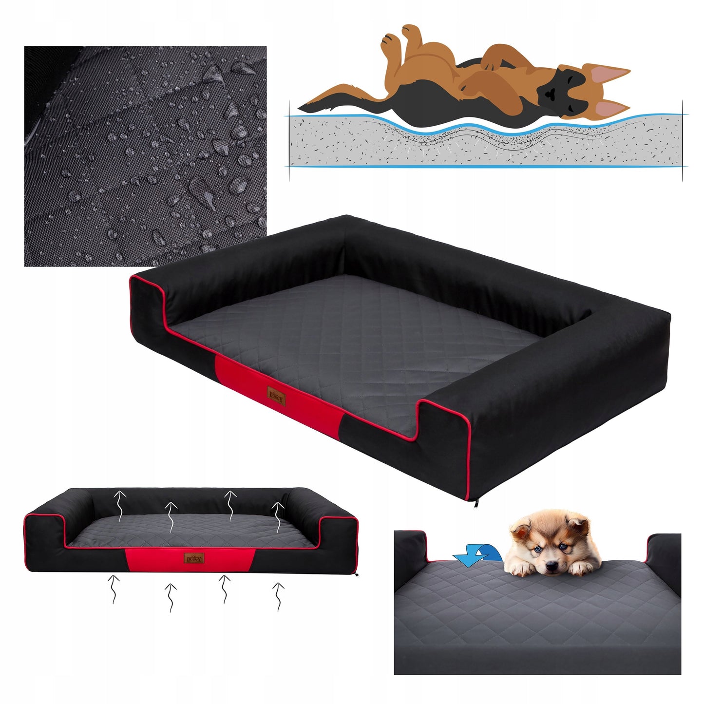 Šuns lova, Sofa Vandeniui atspari Nuimamas užvalkalas XL 100x65 cm