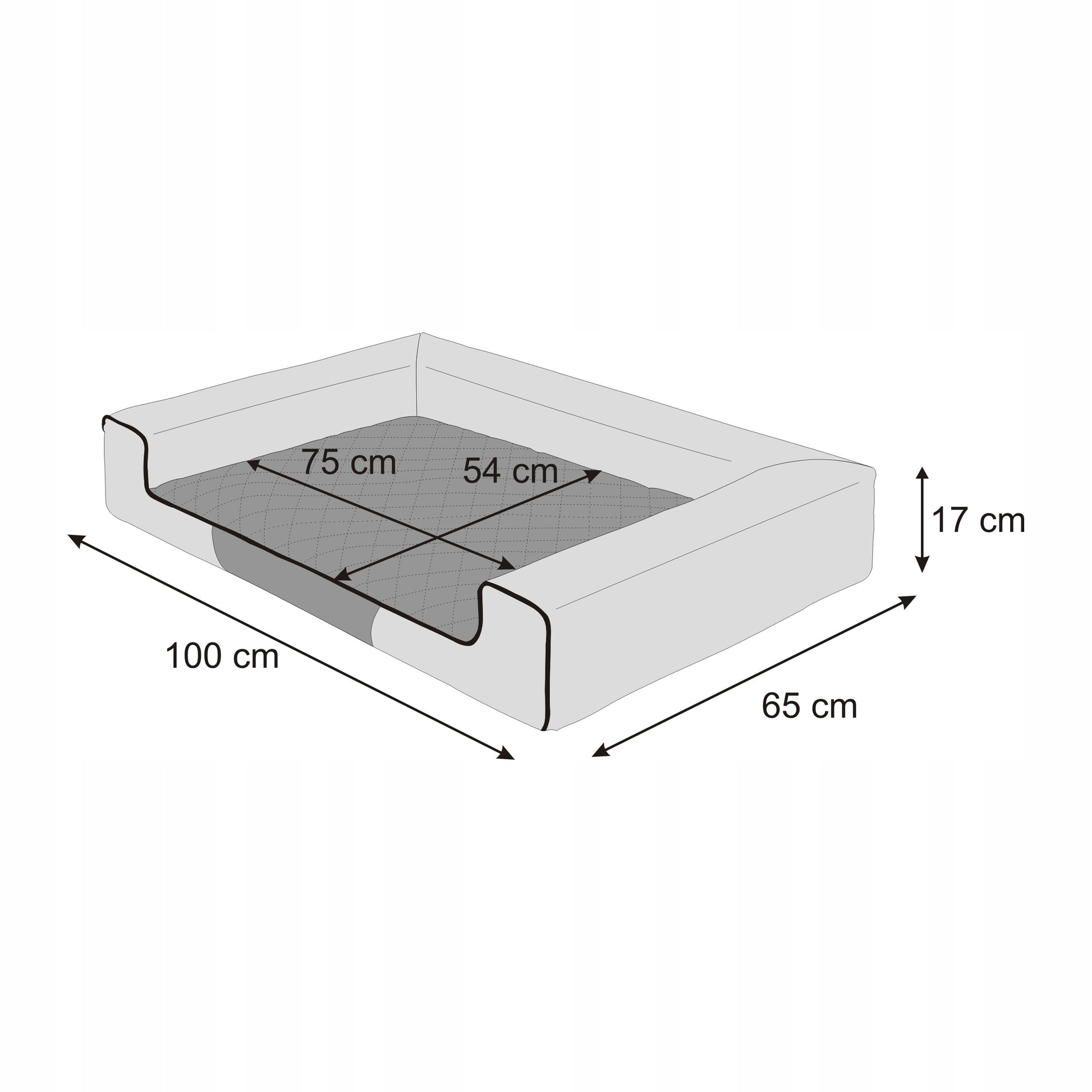 Šuns lova, Sofa Vandeniui atspari Nuimamas užvalkalas XL 100x65 cm