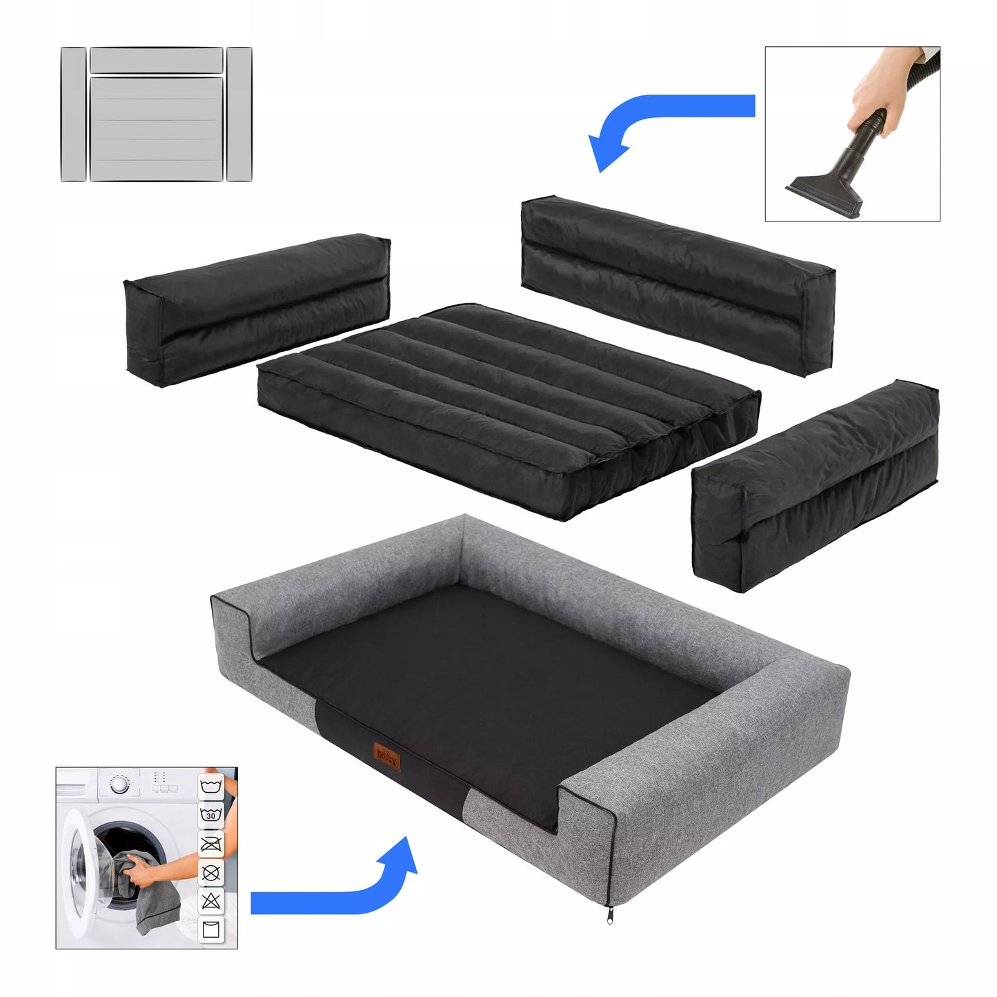Šuns gultas, sofa, neperšlampamas, nuimamas užvalkalas, XXL 118x78 cm