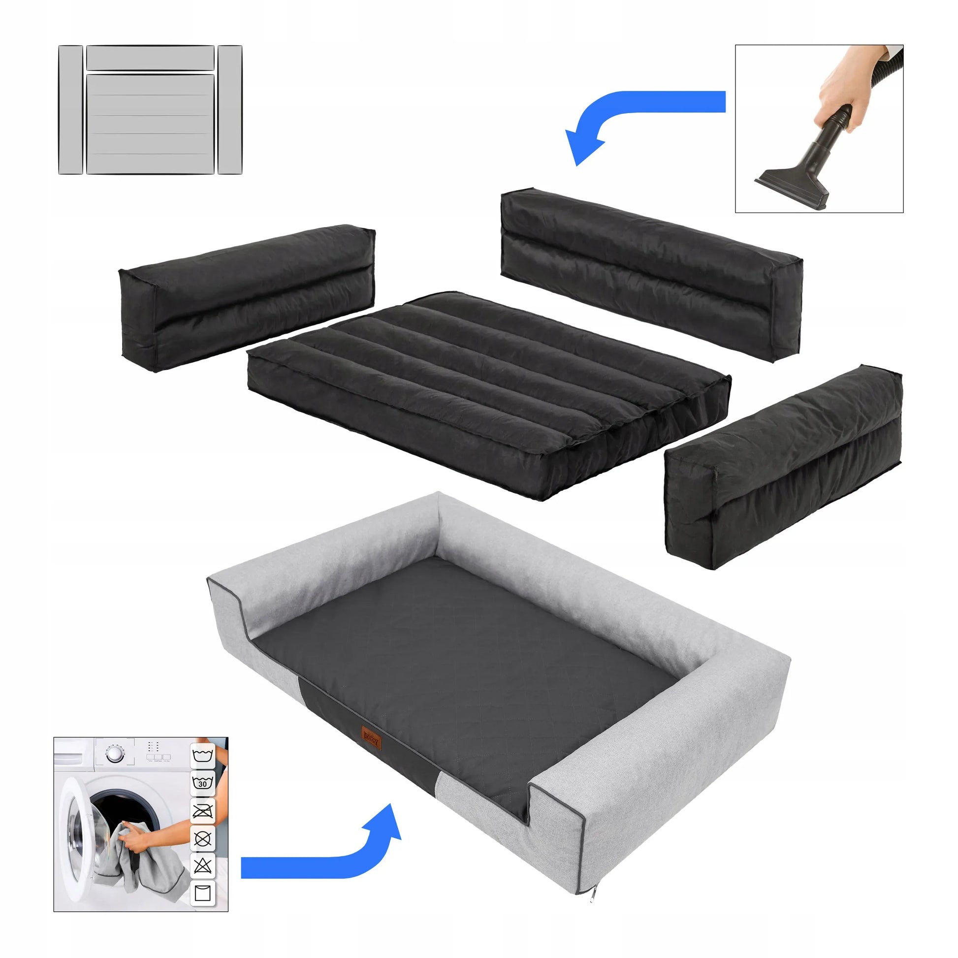 Šuns gultas, sofa, neperšlampamas, nusegamas užvalkalas, XXL 118x78 cm
