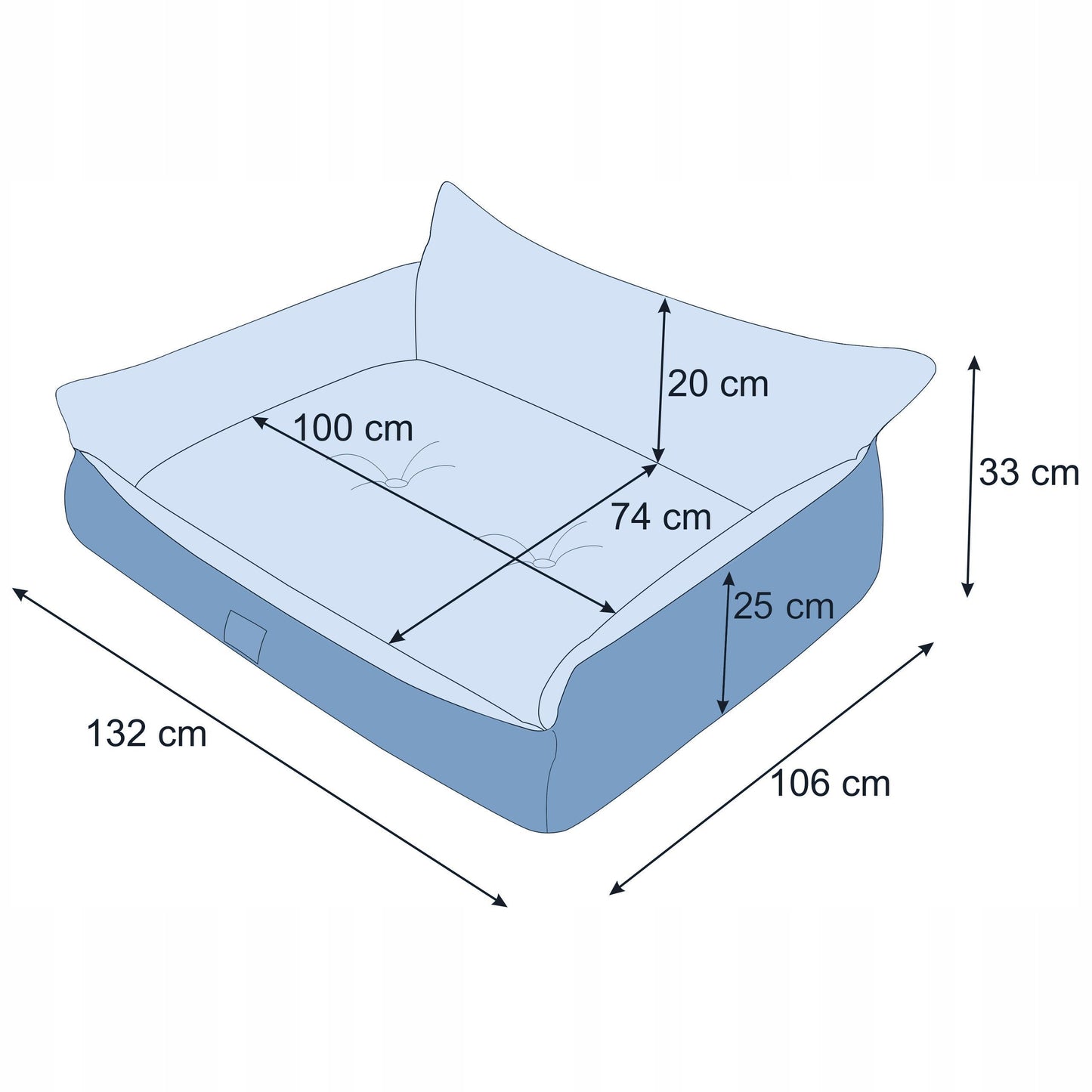 Atsparus vandeniui šunų guolis – Giga šunų lova XXXL 132x106 cm