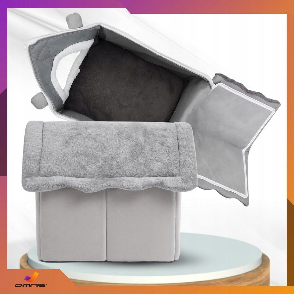 Kačių namelis, guolis, pliušinis čiužinys, namelytis katėms, mažiems šunims