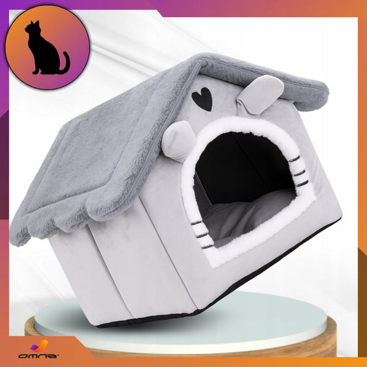 Kačių namelis, guolis, pliušinis čiužinys, namelytis katėms, mažiems šunims