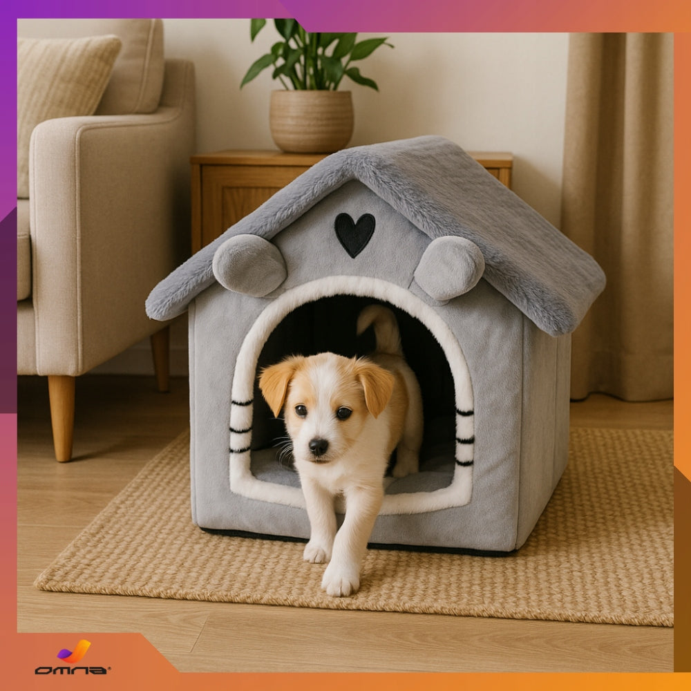 Kačių namelis, guolis, pliušinis čiužinys, namelytis katėms, mažiems šunims