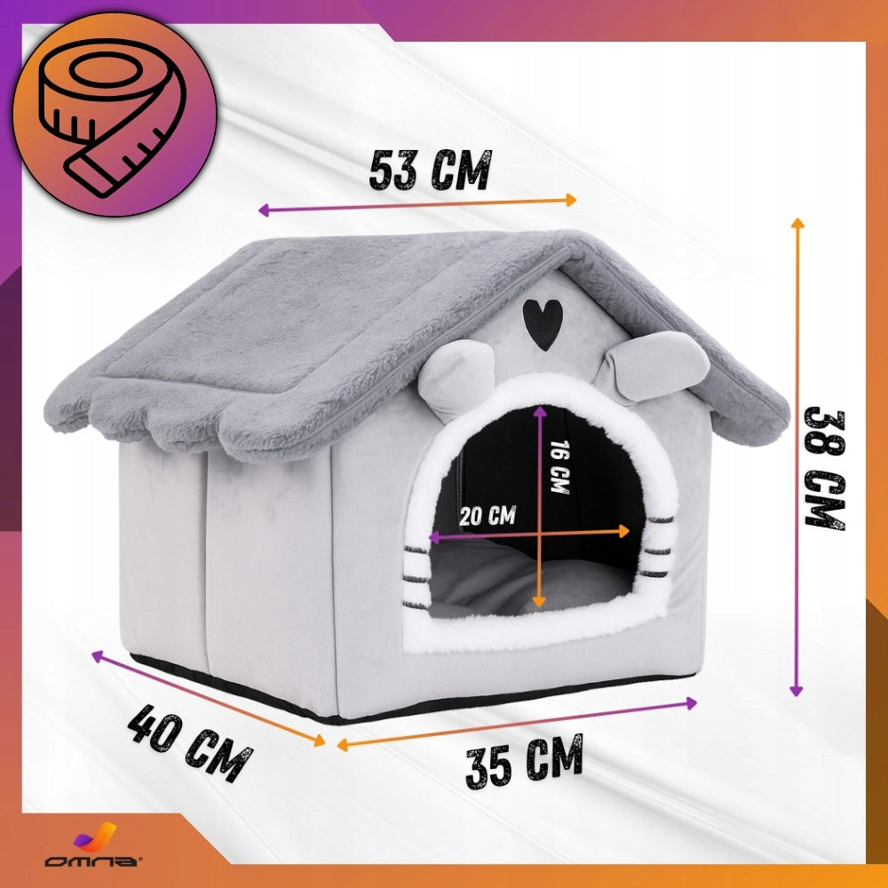 Kačių namelis, guolis, pliušinis čiužinys, namelytis katėms, mažiems šunims