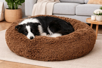 BB-Shop pliušinis „Shaggy“ gultas šunims, rudas, ovalus, L dydis, 80 cm