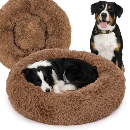 BB-Shop pliušinis „Shaggy“ gultas šunims, rudas, ovalus, L dydis, 80 cm