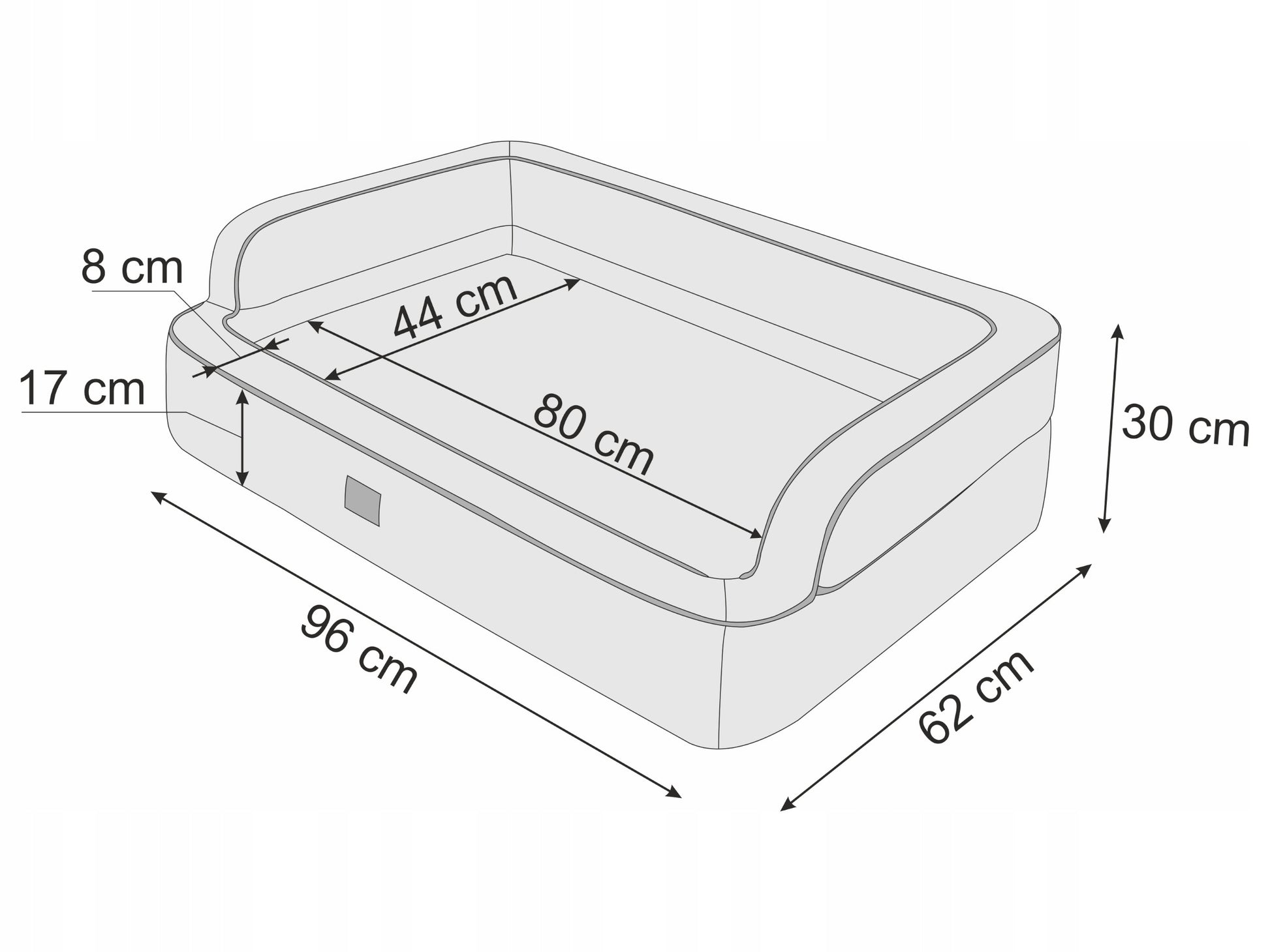 Šuns guolis - sofa, šuns lova - lengvai valomas 96x62 cm