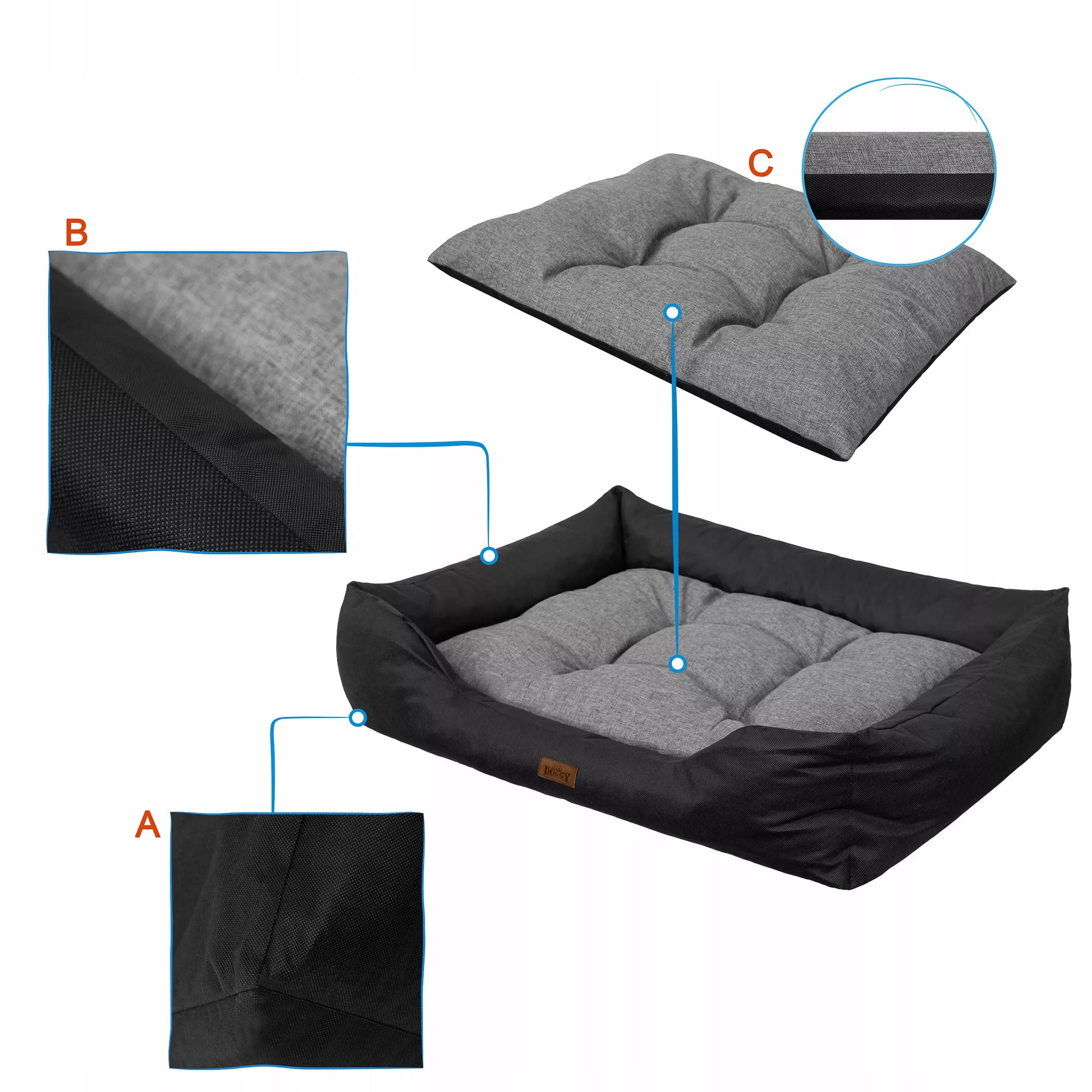 Neperšlampama šunų guolio lovytė Didelė sofa su XXL čiužiniu 114x84cm