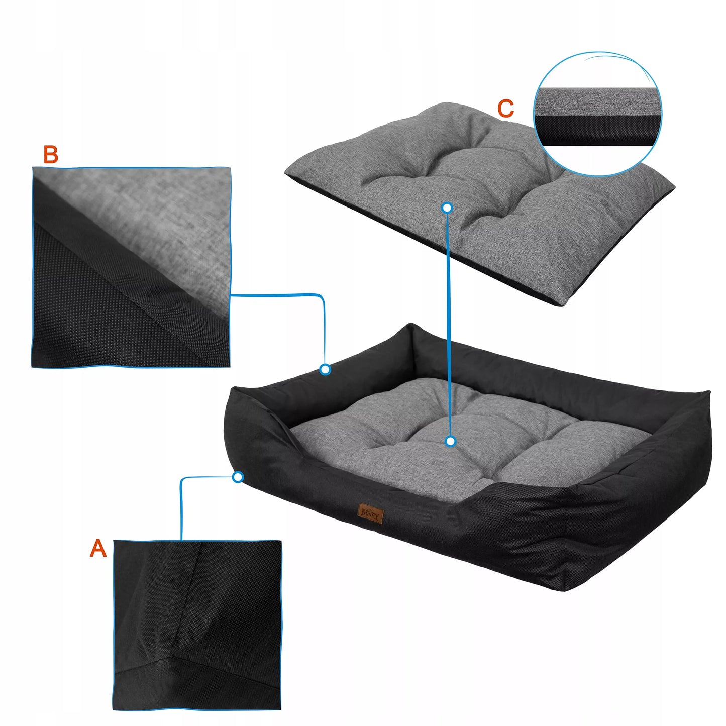 Vandeniui atspari šunų lova Giga Sofa su čiužiniu XXXL 125x98