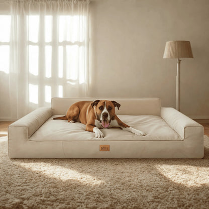 Šuns gultas Doggy Glamour XL 98x66 cm, smėlio spalvos neperšlampamas medžiaginis guolis
