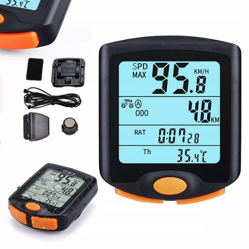 VANDENIUI atsparus dviračio kompiuteris su naktiniu režimu LCD SPIDOMETRAS PRO