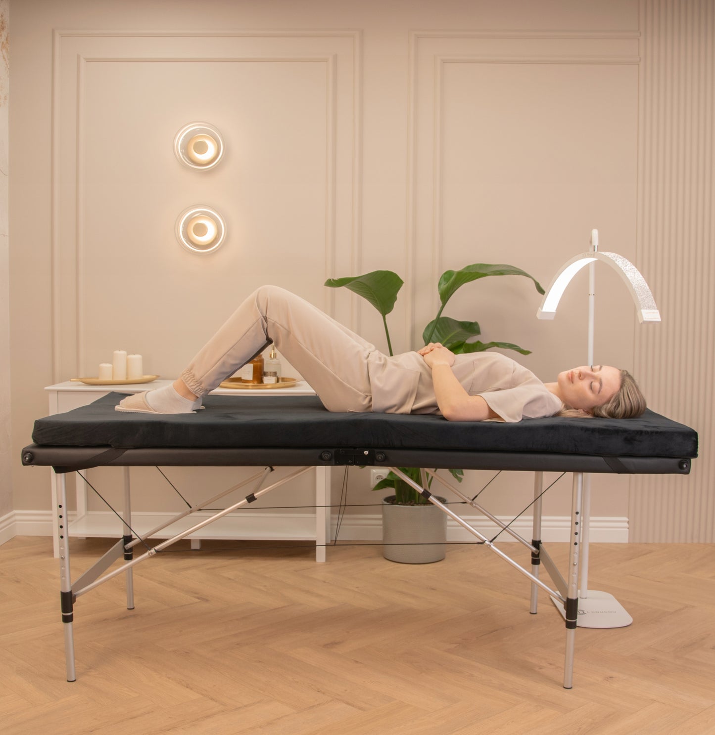 Grožio procedūrų sulankstoma nešiojama mobilioji aliumininė masažo kušetė