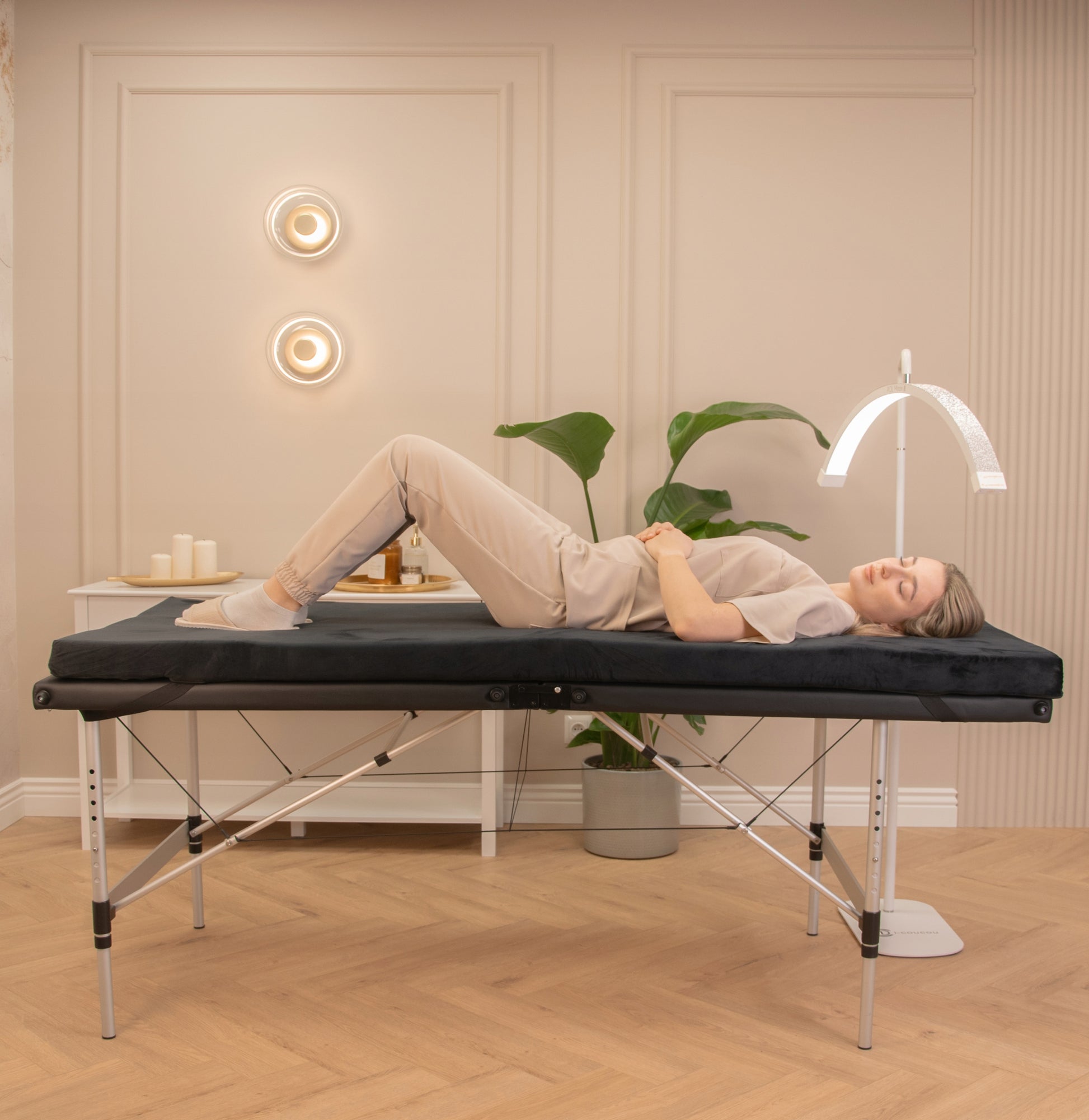 Grožio procedūrų sulankstoma nešiojama mobilioji aliumininė masažo kušetė