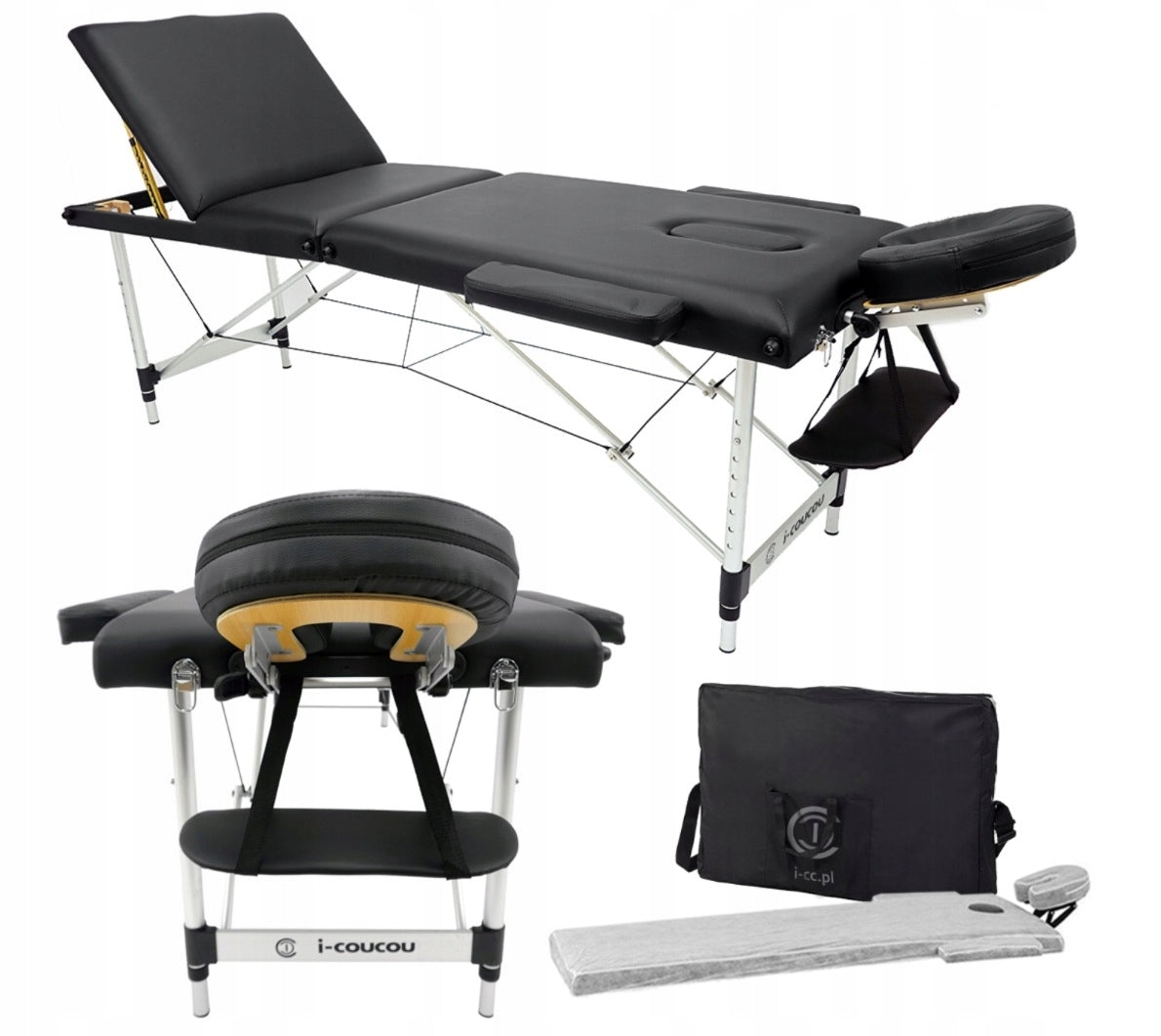 Masažinis kosmetologinis sulankstomas aliumininis stalas blakstienų priauginimui