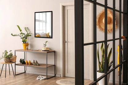 Kvadratinis sieninis veidrodis su rėmu, kabantis, 50x50 cm