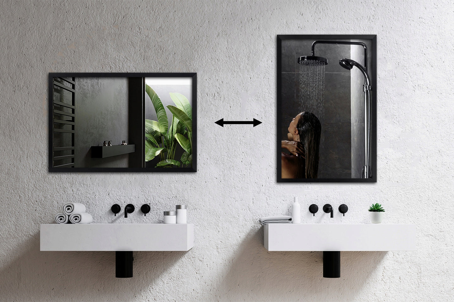 Stačiakampis veidrodis juodame glamour rėmelyje 60x40