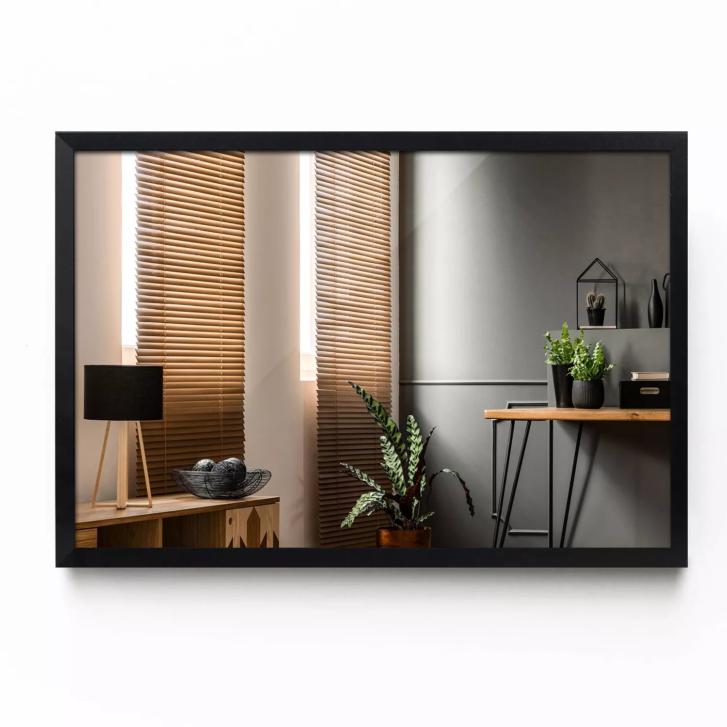 Stačiakampis veidrodis juodame glamour rėmelyje 60x40
