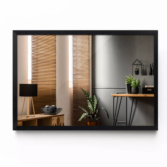 Stačiakampis veidrodis juodame glamour rėmelyje 60x40