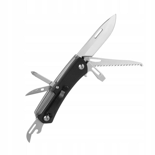 M-Tac Daugiafunkcis sulankstomas peilis Type 9EDC su D2 ašmeniu Black/Steel