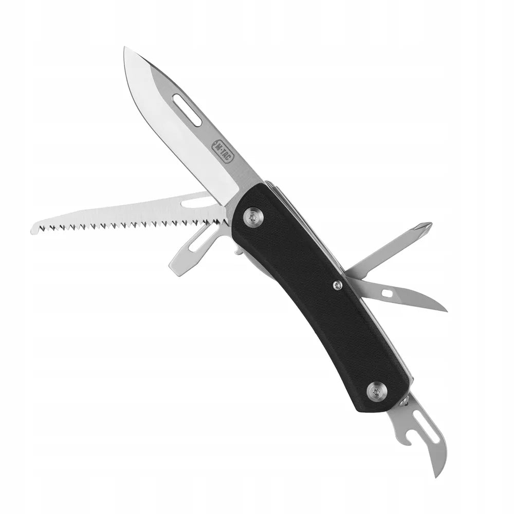 M-Tac Daugiafunkcis sulankstomas peilis Type 9EDC su D2 ašmeniu Black/Steel