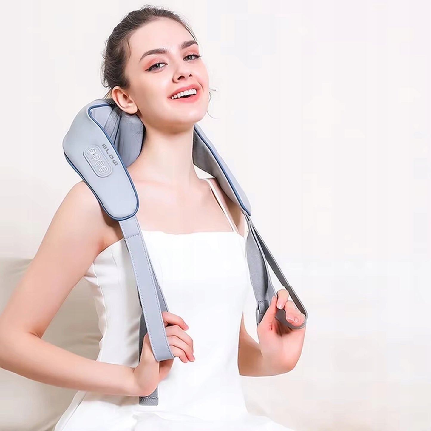 Belaidis masažuoklis kaklui, pakaušiui ir nugarai su šildymu, Shiatsu, įkraunamas