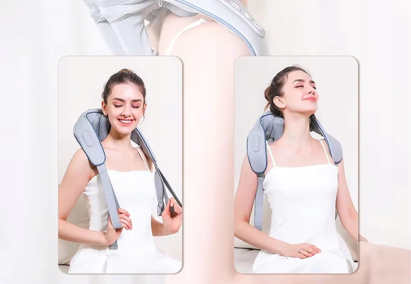 Belaidis masažuoklis kaklui, pakaušiui ir nugarai su šildymu, Shiatsu, įkraunamas