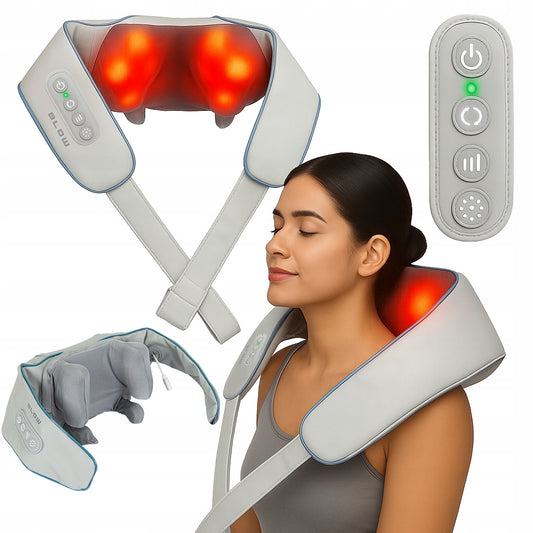 Belaidis masažuoklis kaklui, pakaušiui ir nugarai su šildymu, Shiatsu, įkraunamas