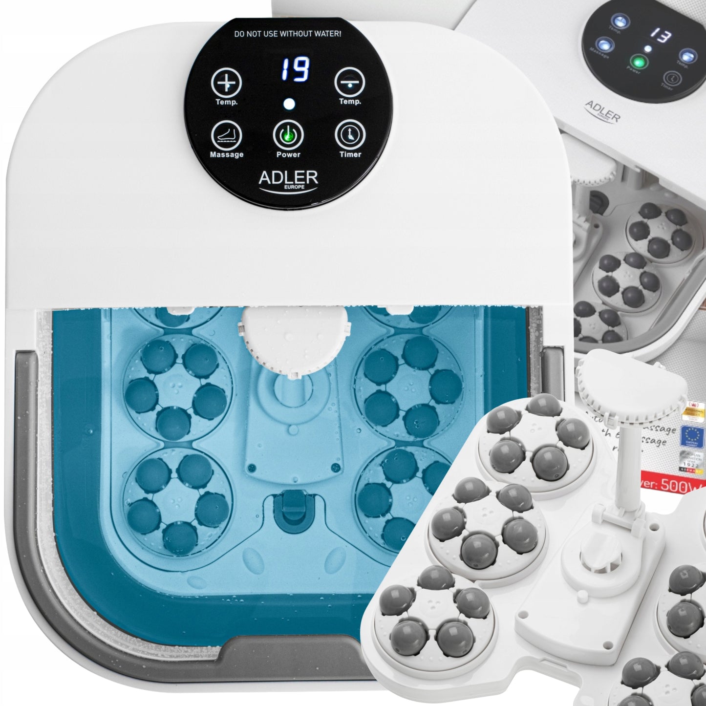 Vandens pėdų masažuoklis, sulankstomas hidromasažuoklis su laikmačiu ir šildymu, dušo galvutė