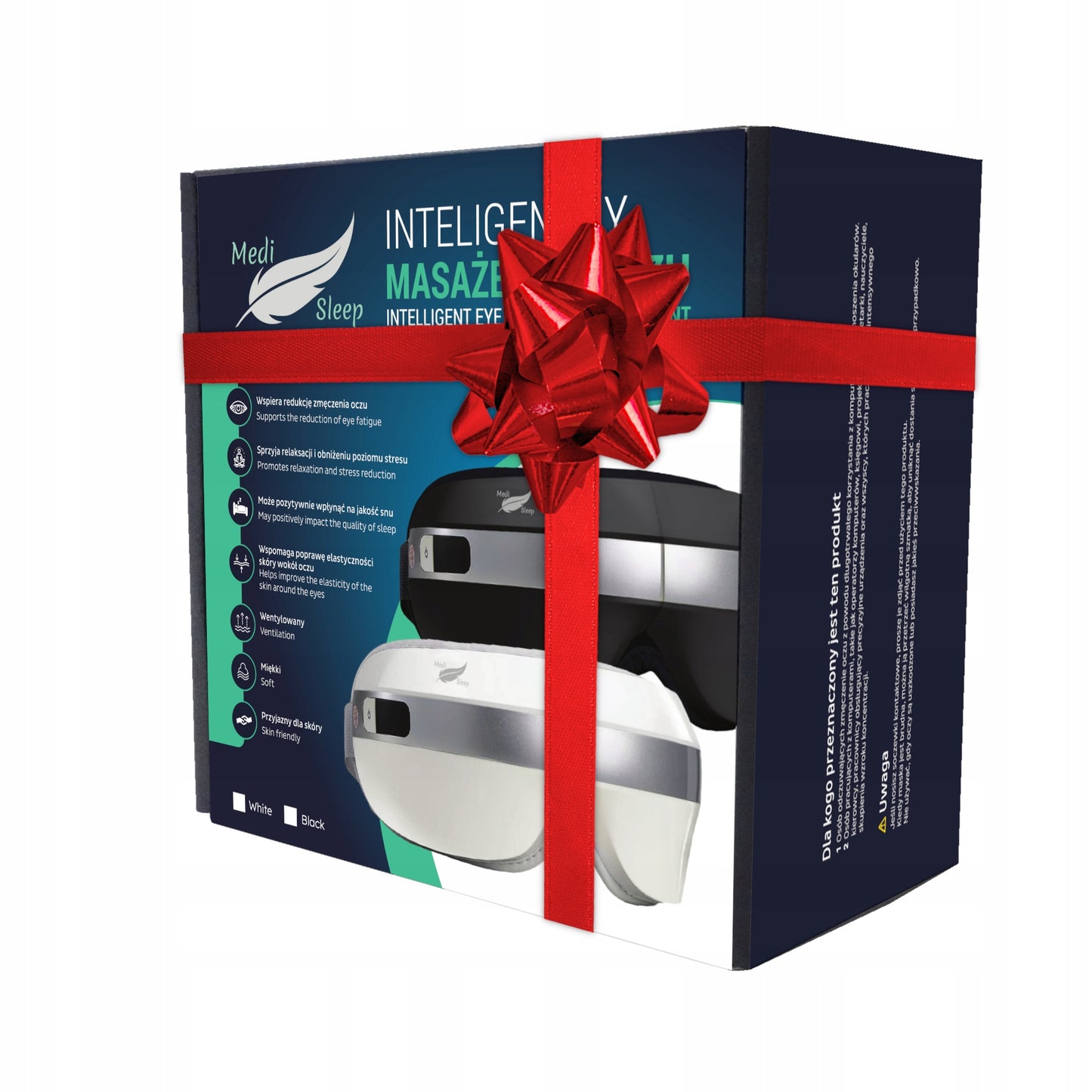 Veido ir akių masažuoklis su šilumos kompresu, 4 masažo režimai, Bluetooth, baltas