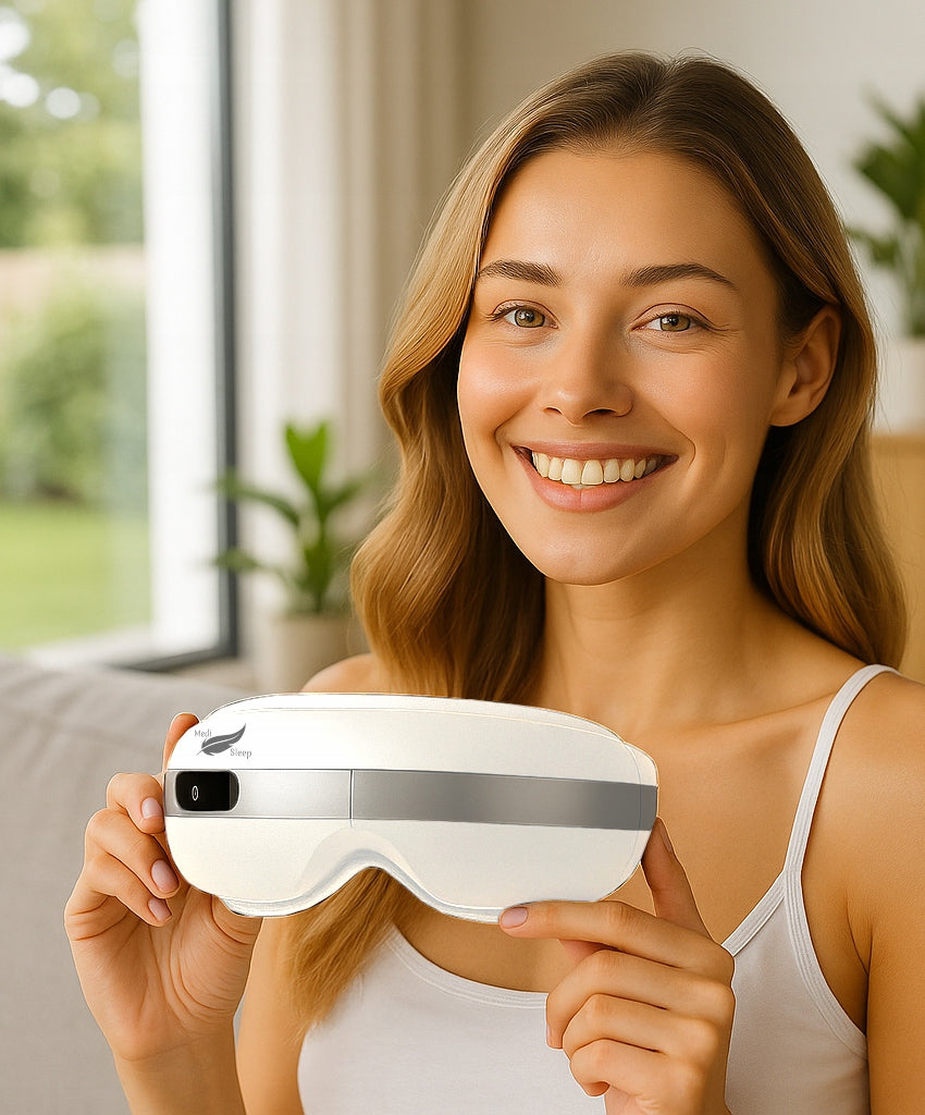 Veido ir akių masažuoklis su šilumos kompresu, 4 masažo režimai, Bluetooth, baltas