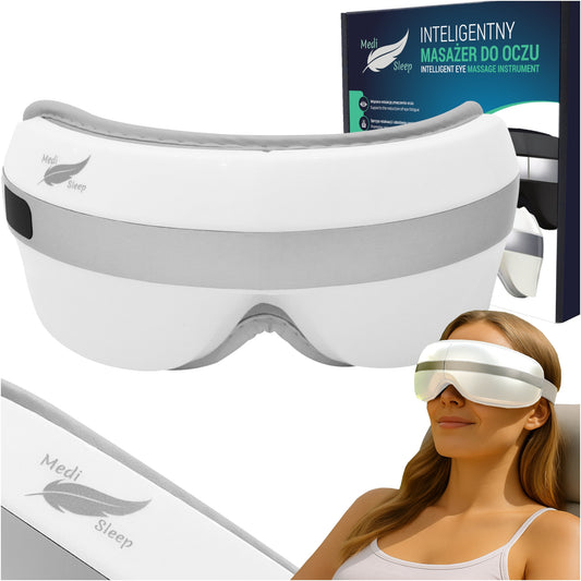 Veido ir akių masažuoklis su šilumos kompresu, 4 masažo režimai, Bluetooth, baltas