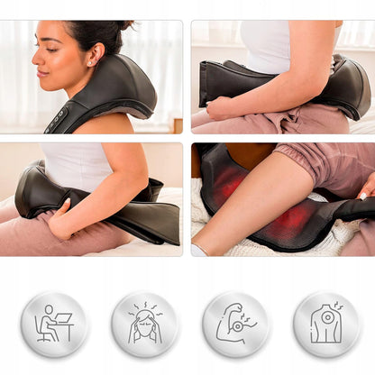 Shiatsu masažuoklis, masažinė pagalvėlė kaklui, nugarai, petims, kojoms, kūnui, su šildymu