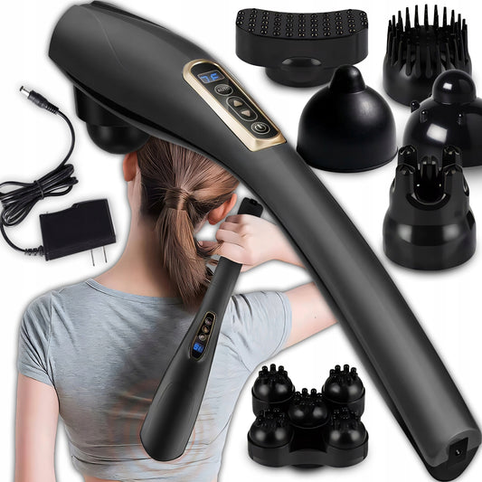 Vibracinis masažuoklis kaklui, kūnui, nugarai. 7 antgaliai. Daugiafunkcis 7in1