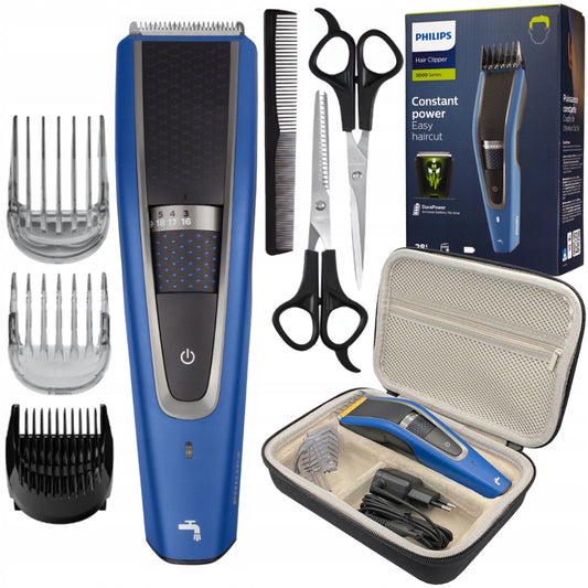 PHILIPS 5000 BELAIDĖ PLAUKŲ KIRPIMO MAŠINĖLĖ SU 3 ANTGALIAIS + DĖKLAS + ŽIRKLĖS