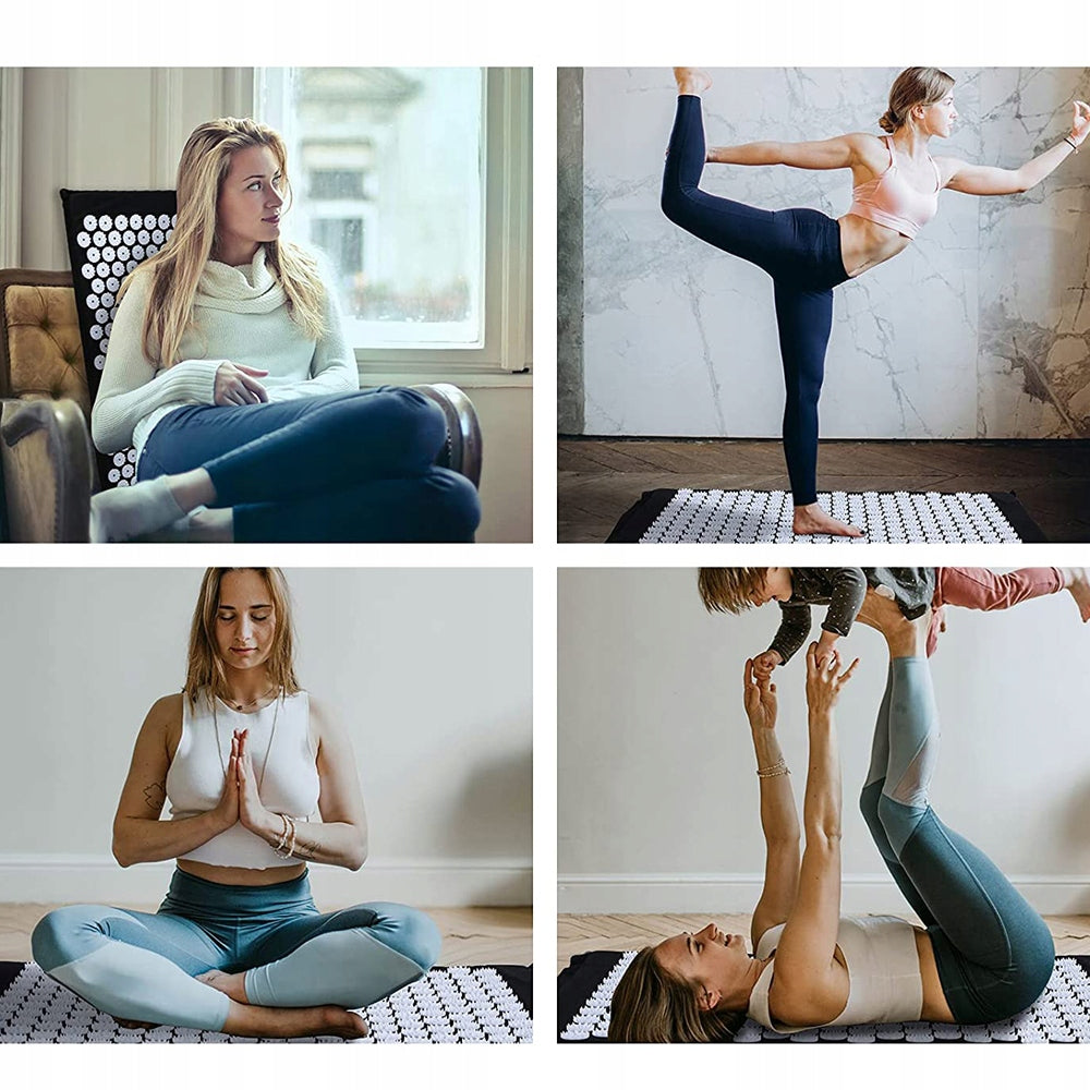 Sveikatinamasis akupresūros kilimėlis su spygliukais kraujotakai stimuliuoti, masažinė pagalvėlė