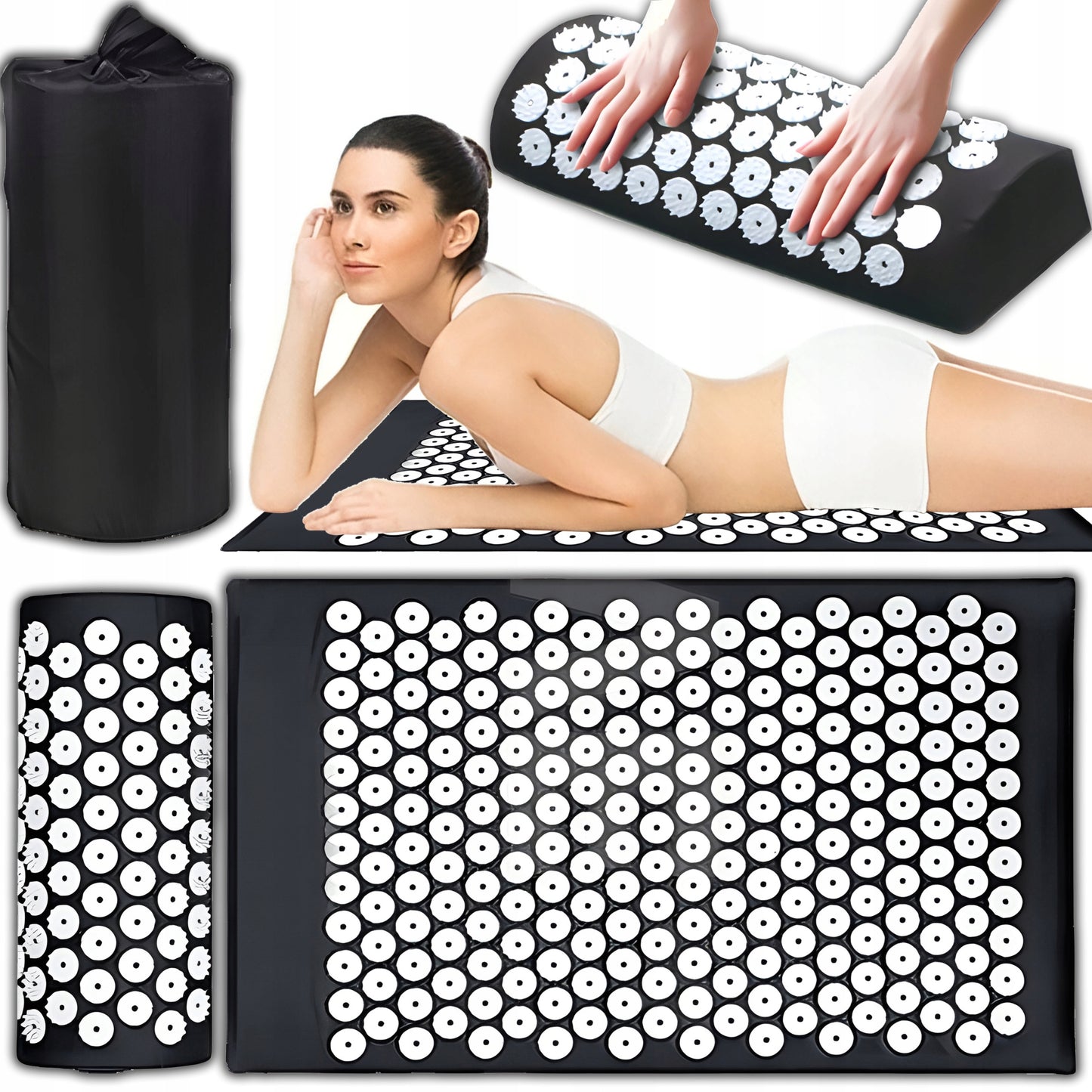 Sveikatinamasis akupresūros kilimėlis su spygliukais kraujotakai stimuliuoti, masažinė pagalvėlė