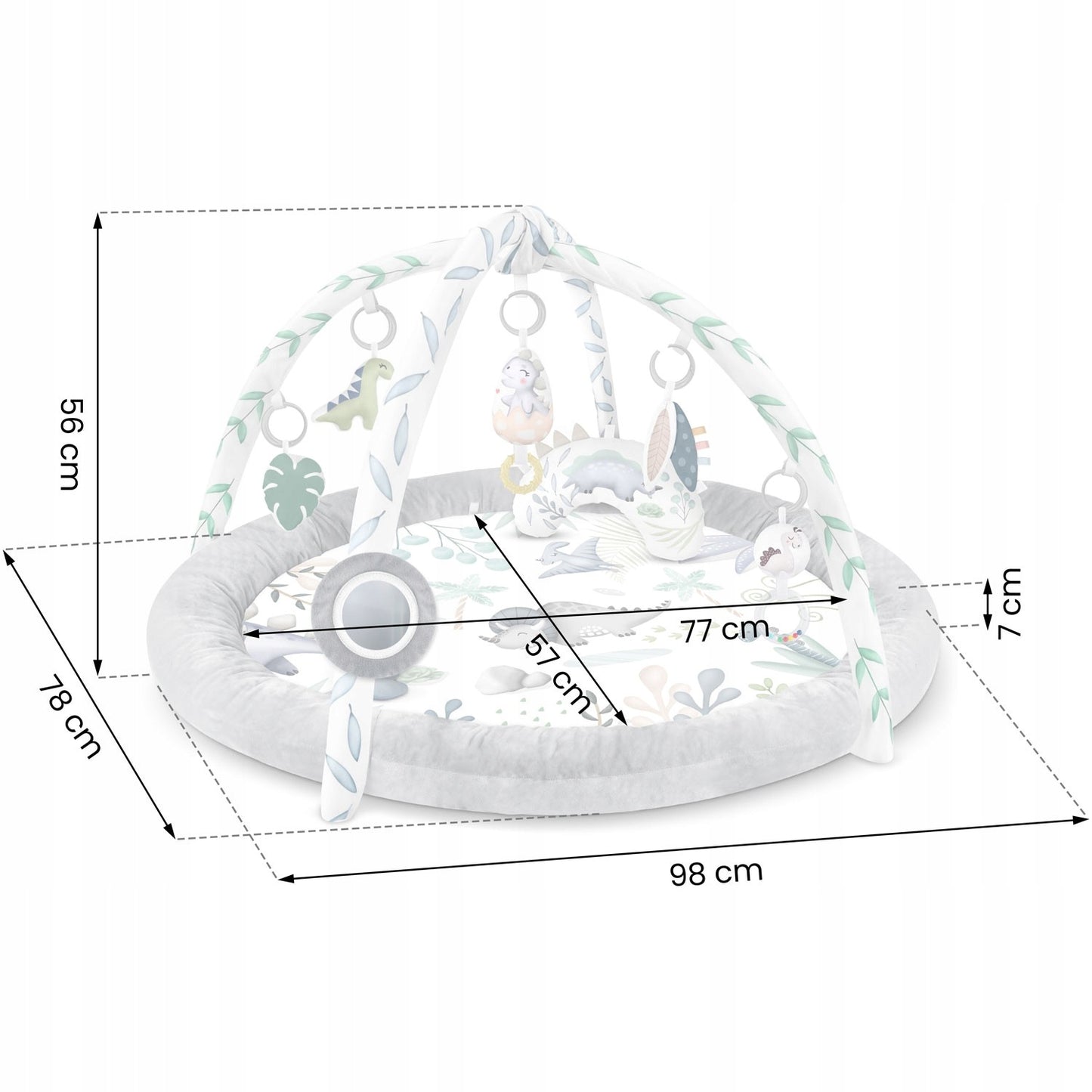 Interaktyvus lavinamasis kilimėlis kūdikiams, kokonas, aptvaras, žaislai, DINO 0+