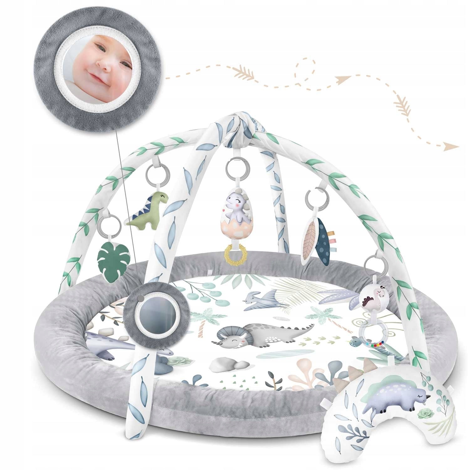 Interaktyvus lavinamasis kilimėlis kūdikiams, kokonas, aptvaras, žaislai, DINO 0+