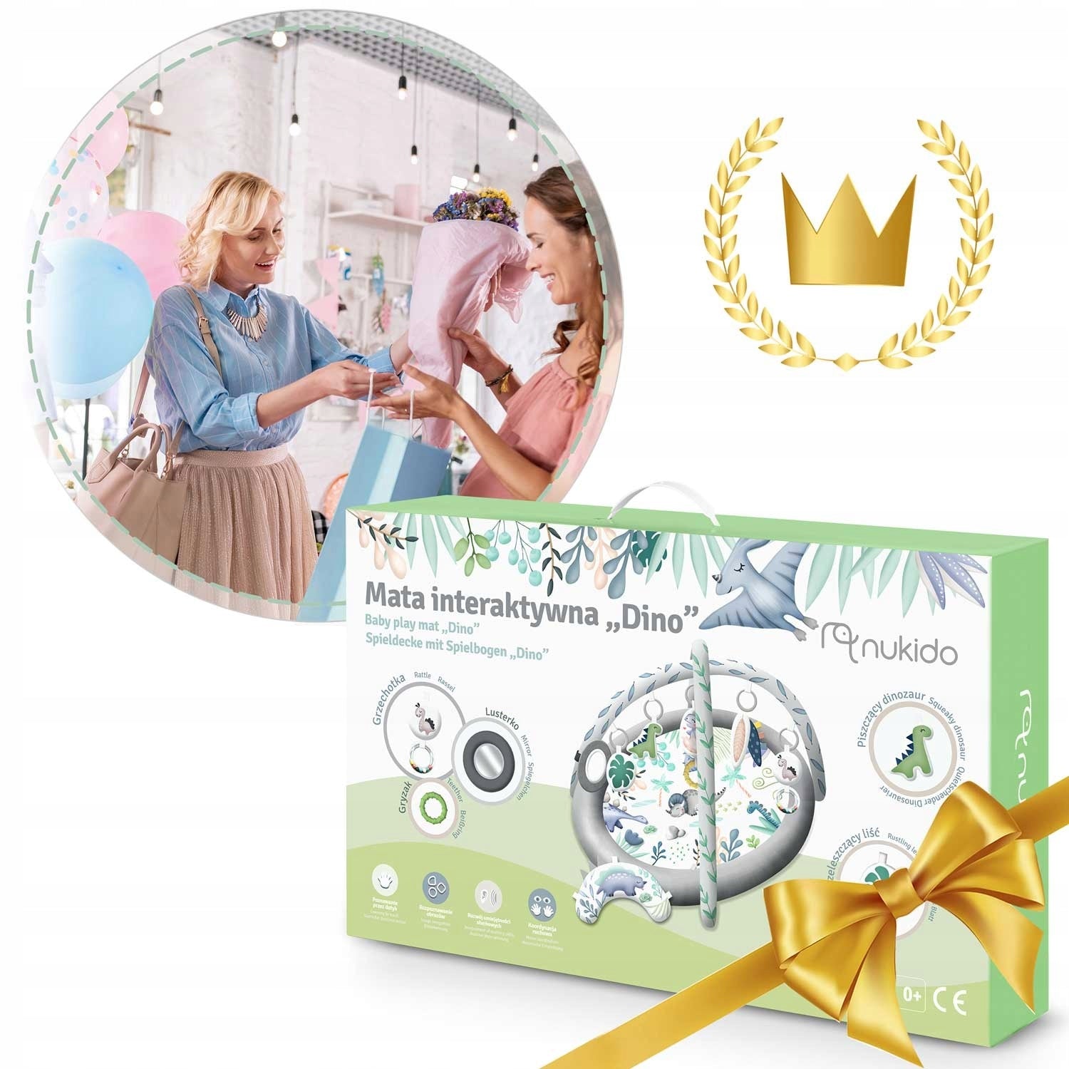 Interaktyvus lavinamasis kilimėlis kūdikiams, kokonas, aptvaras, žaislai, DINO 0+