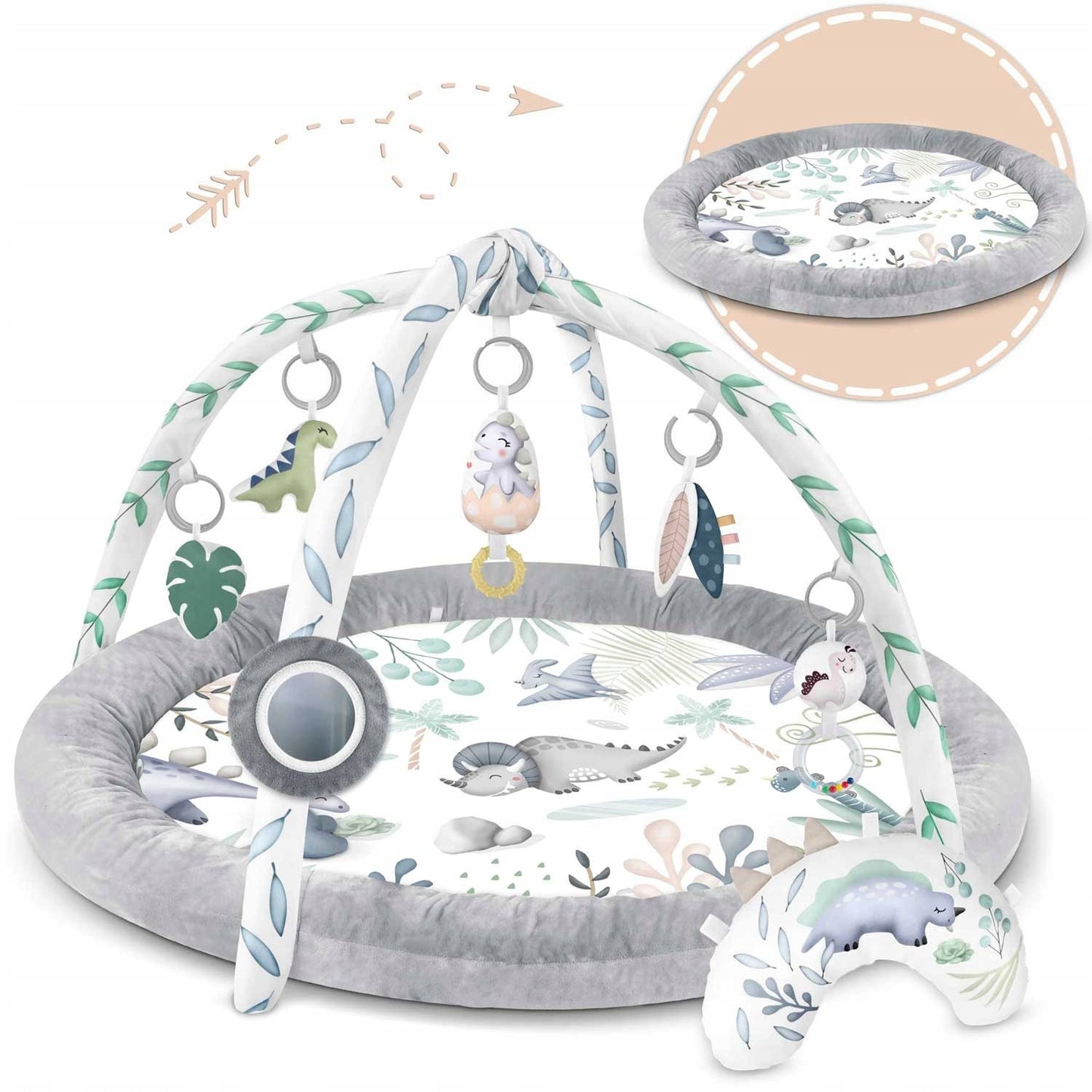 Interaktyvus lavinamasis kilimėlis kūdikiams, kokonas, aptvaras, žaislai, DINO 0+