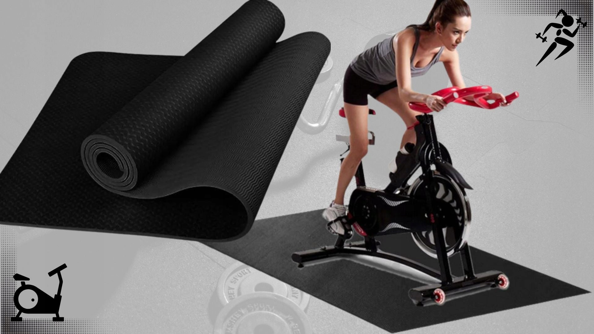 Apsauginė, garsą izoliuojanti kilimėlio po sporto įrangą, storas, didelis, skirtas apsaugoti grindis