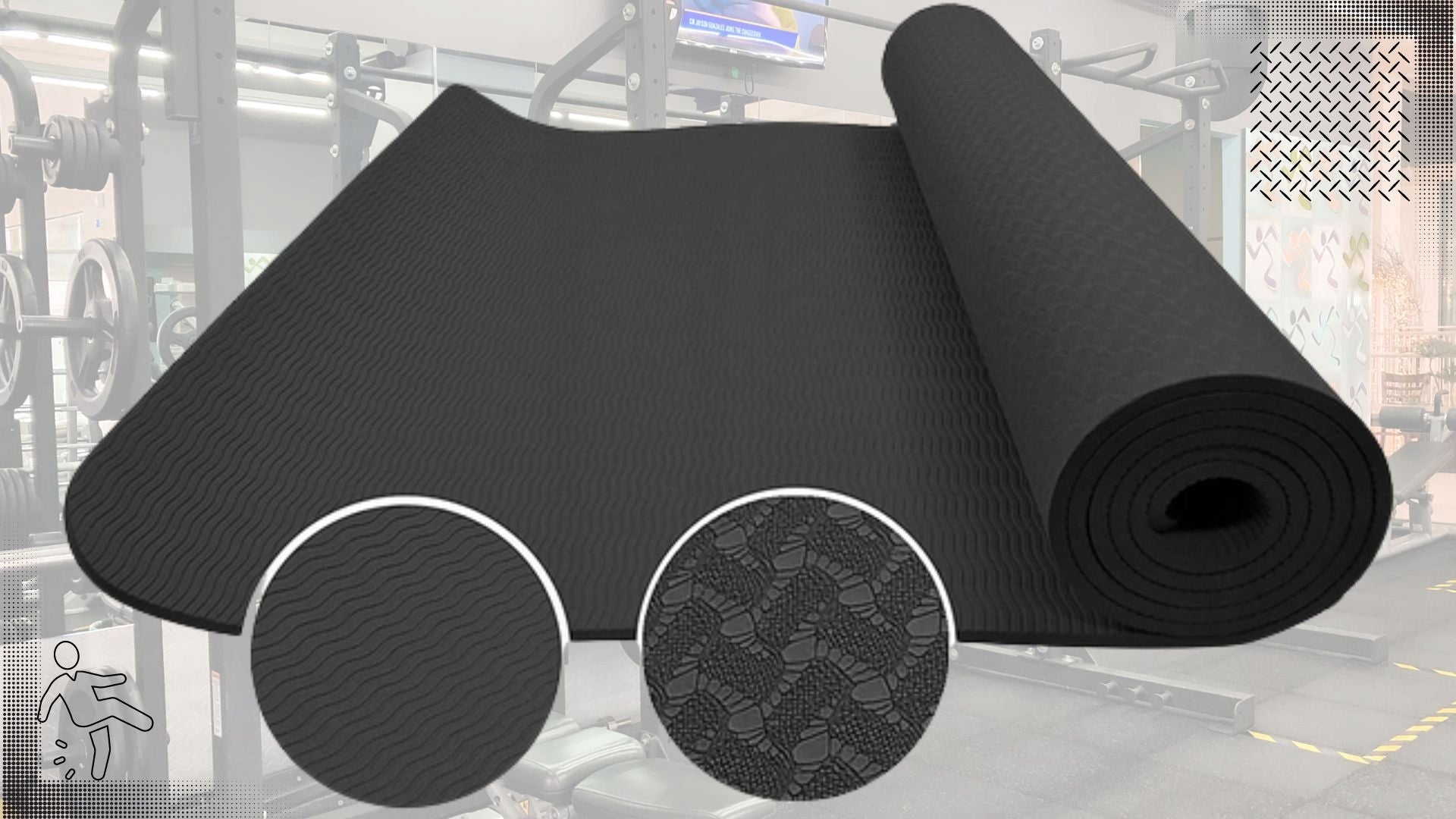 Apsauginė, garsą izoliuojanti kilimėlio po sporto įrangą, storas, didelis, skirtas apsaugoti grindis