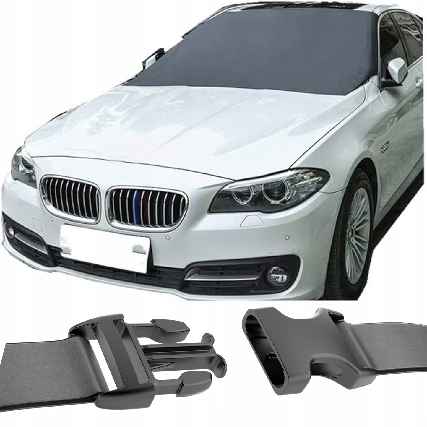 PRIEŠŠALINĖ MATINĖ PRIEKINIO STIKLO APSAUGA SU SAGTIES UŽTVIRTINIMU